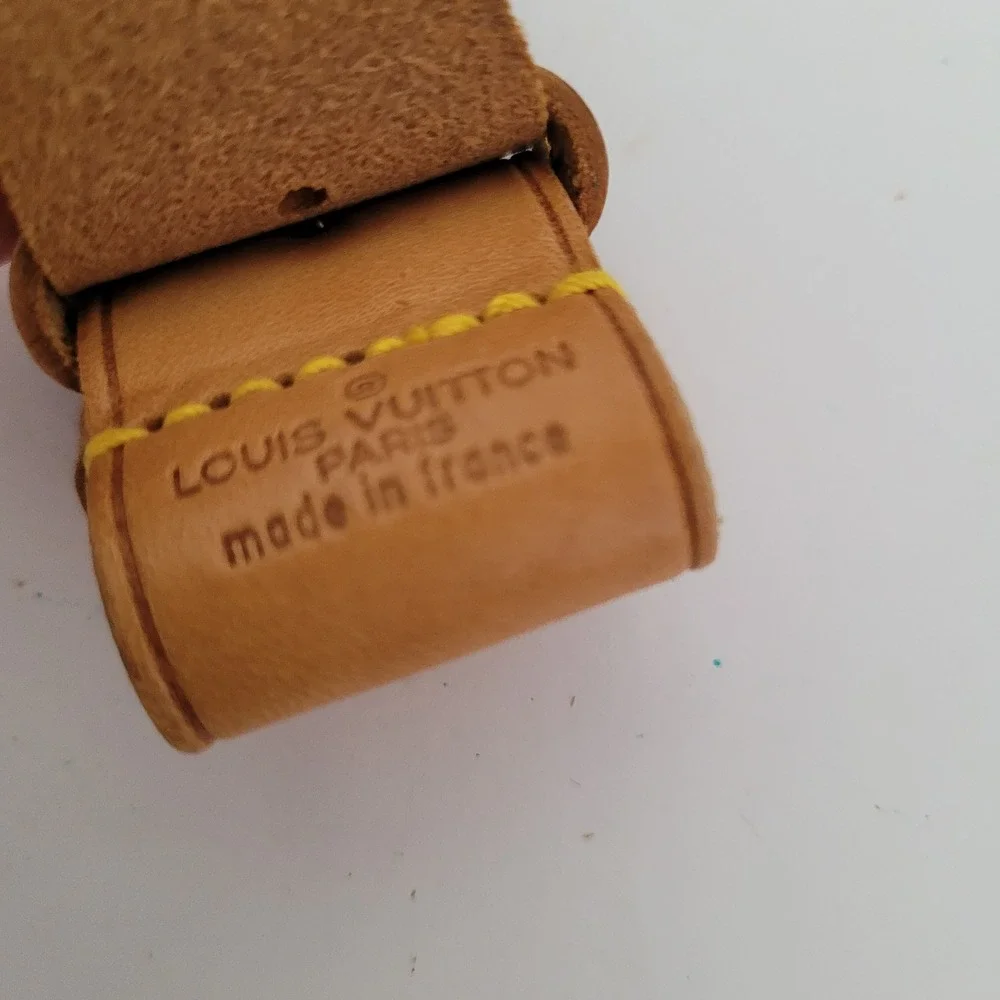 Louis Vuitton Vachetta Leather Luggage Tag Strap Tan Replacement Buckle France